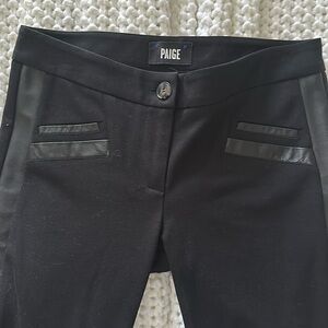 Paige Leather (Genuine) Trim Premium Ponte Skinny Tuxedo Pant